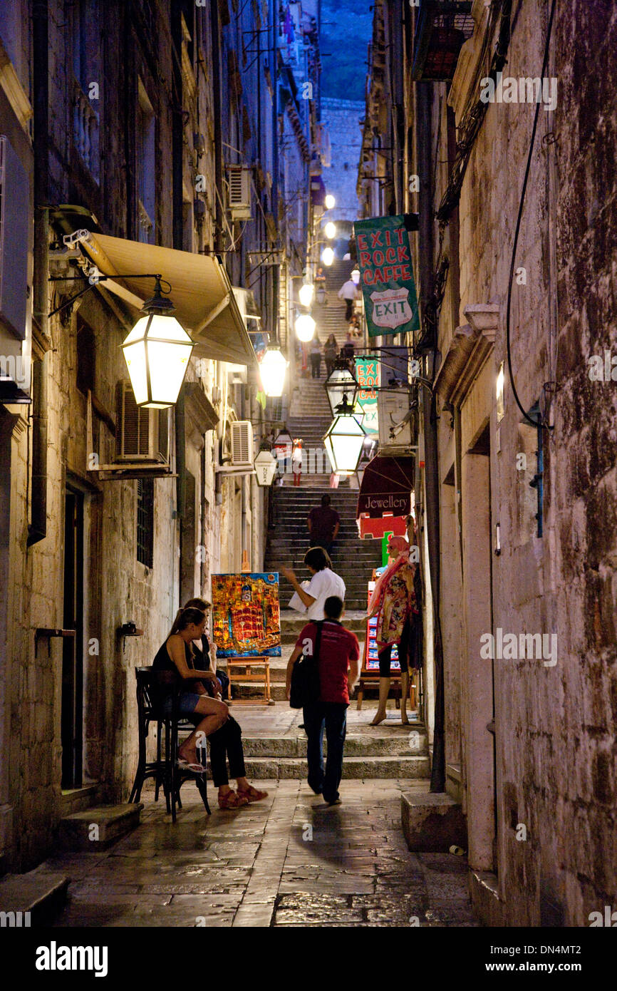 Dubrovnik, Croatia. Night scene in the old town Stock Photo - Alamy
