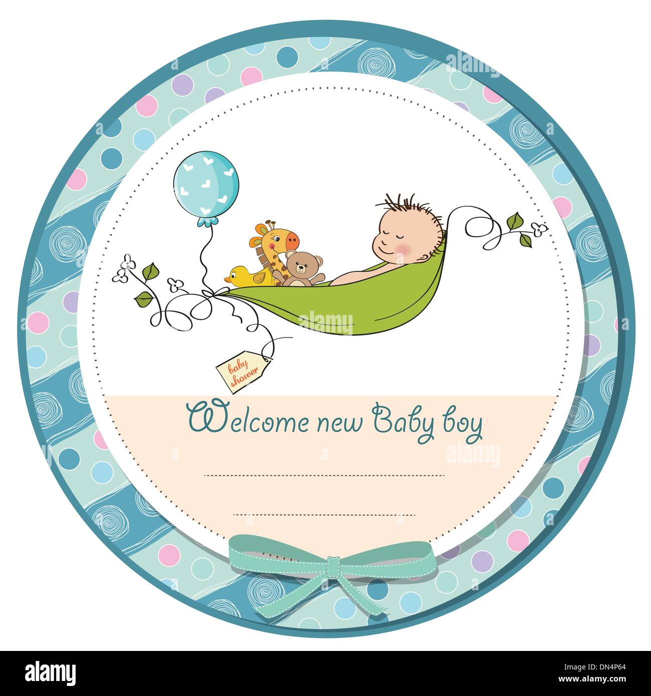 little boy sleeping in a pea been, baby announcement card Stock Vector  Image & Art - Alamy