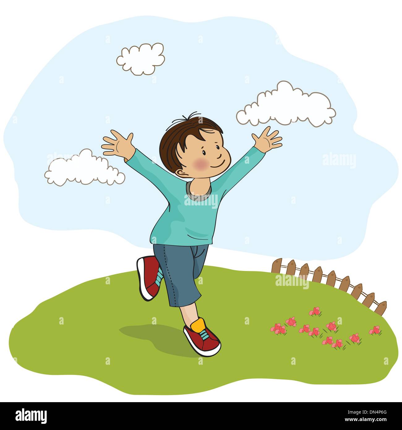 happy little boy who runs Stock Vector Image & Art - Alamy