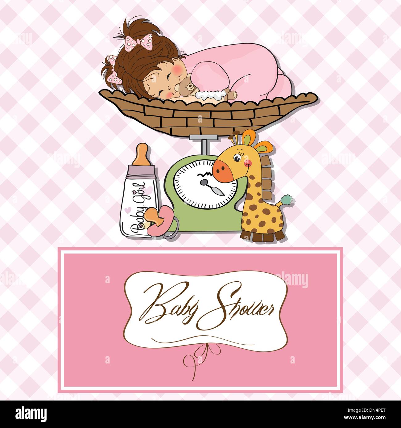 baby girl on on weighing scale Stock Vector Image & Art Alamy