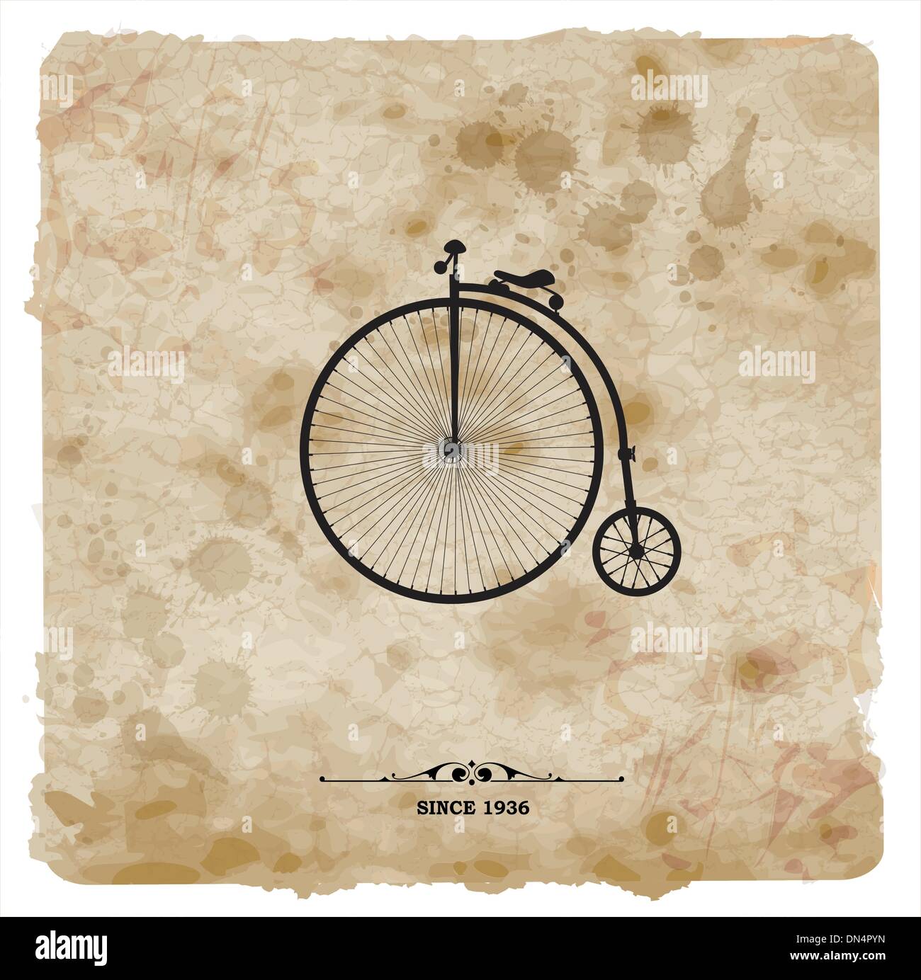 Vintage postcard. Retro bicycle on Grunge Background Stock Vector