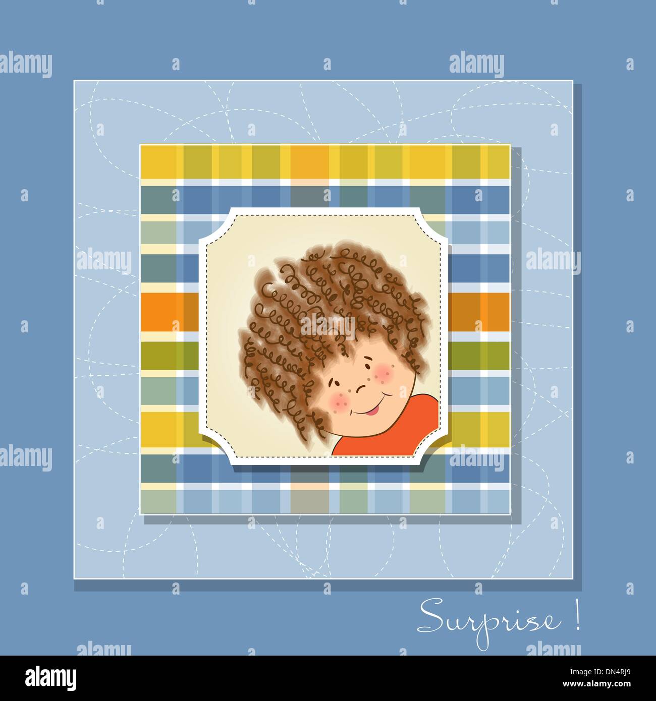 greeting card with curly girl Stock Vector