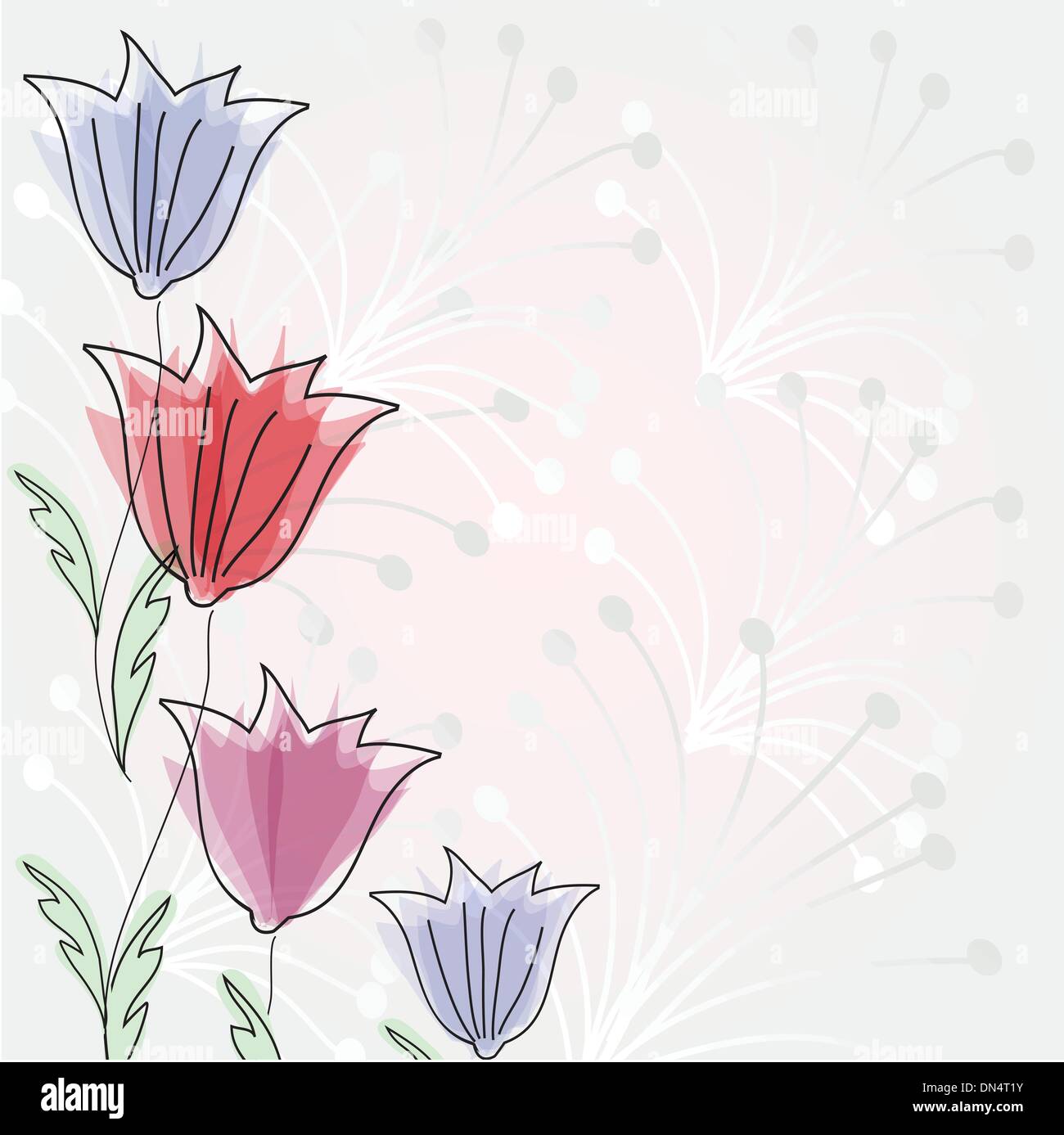 Vintage card with hand drawn flowers Stock Vector Image & Art - Alamy