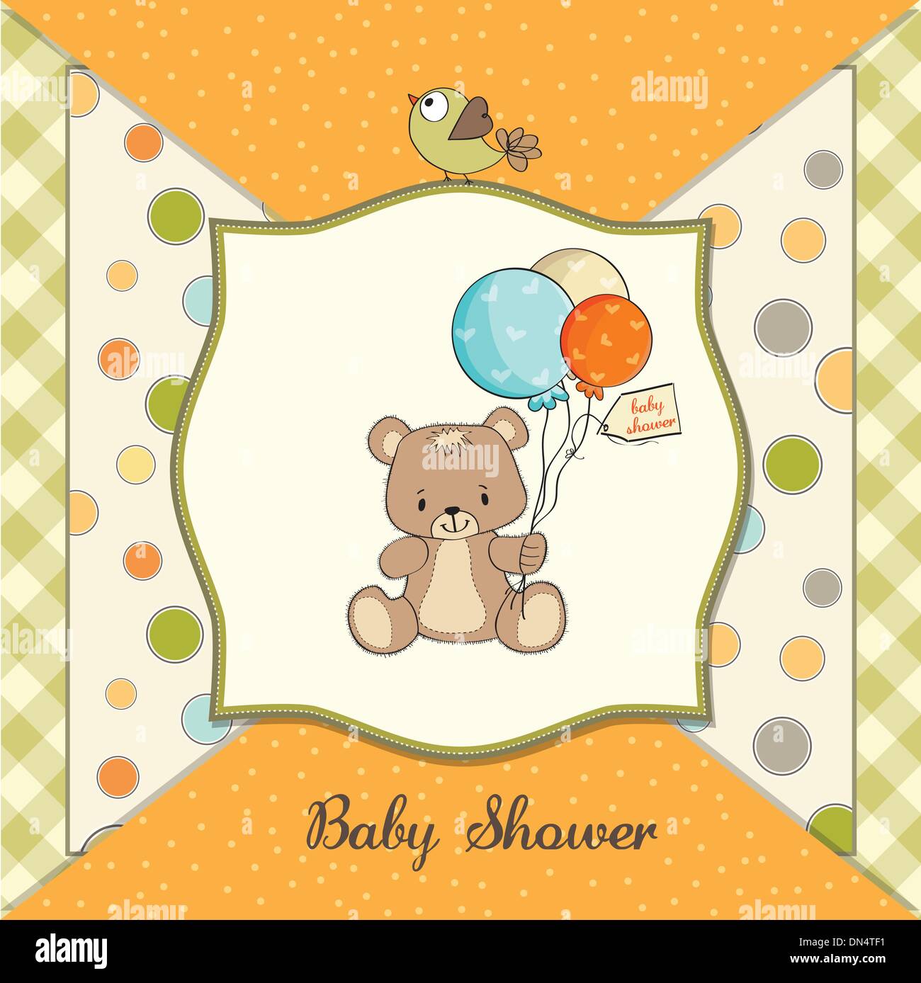 baby shower card with cute teddy bear Stock Vector Image & Art - Alamy