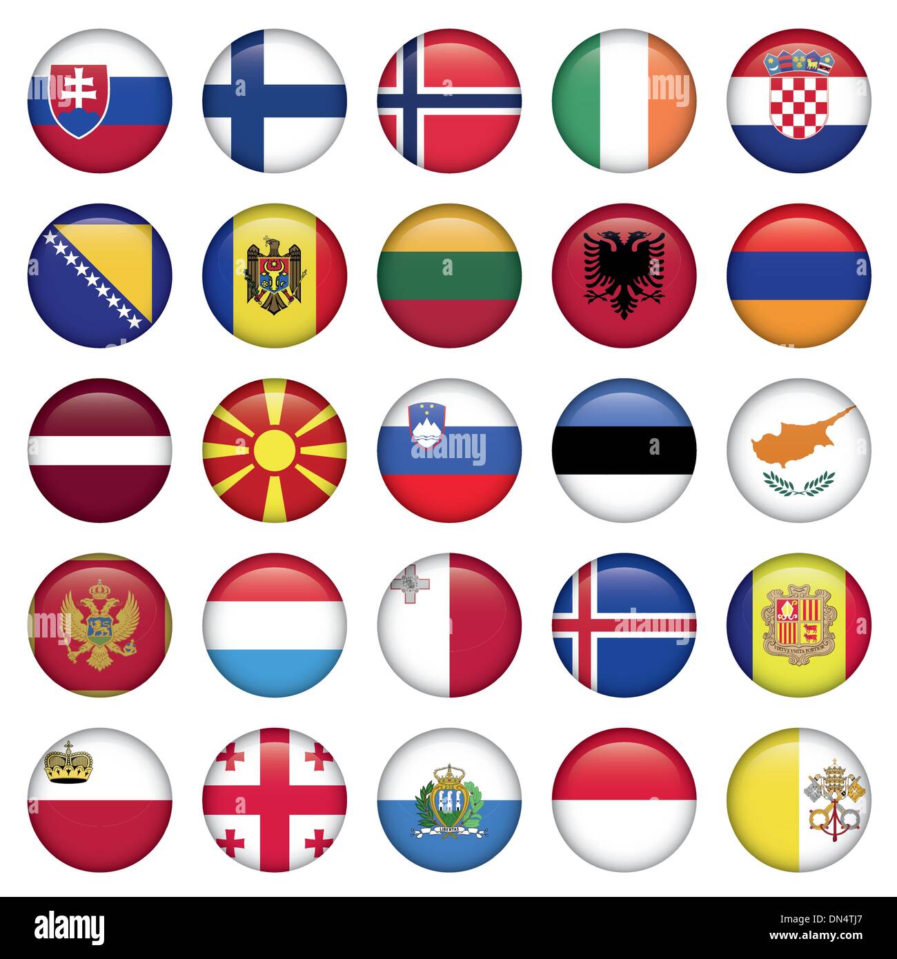 European Buttons Round Flags Stock Vector