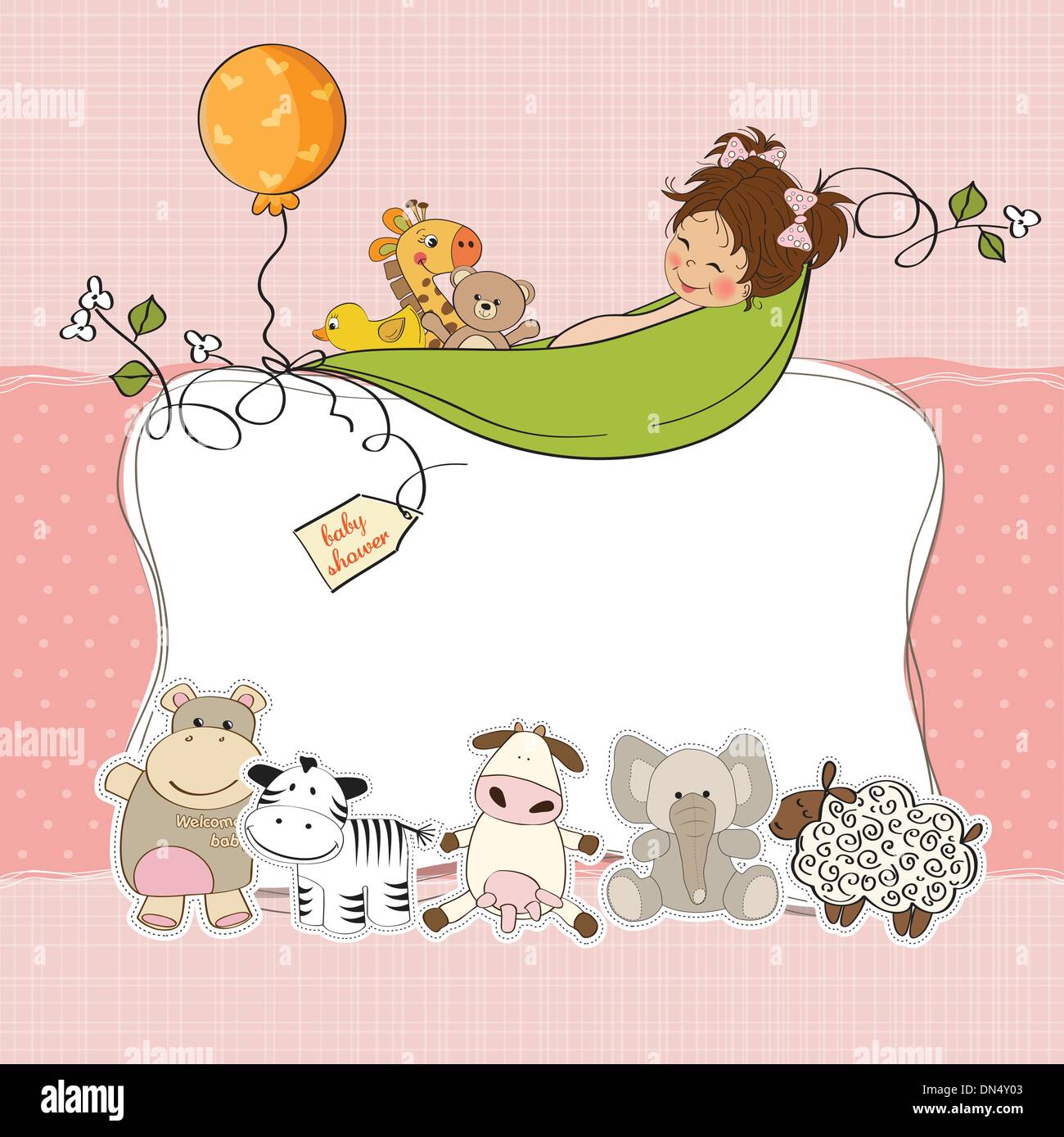baby girl shower card Stock Vector Image & Art - Alamy