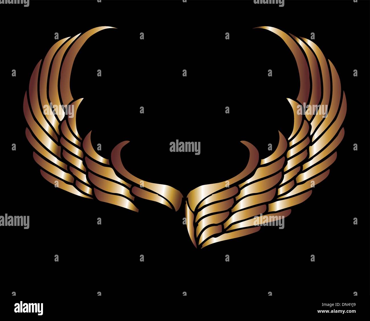 metalic gold wings and shield vector art Stock Vector