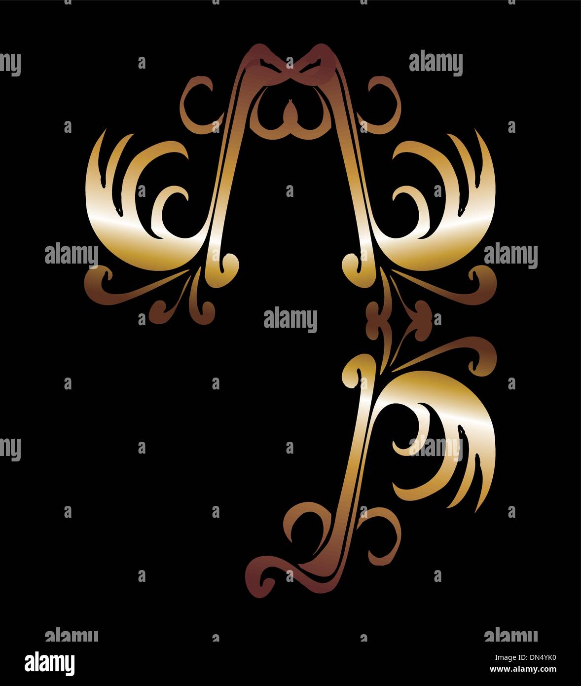 metalic gold wings and shield vector art Stock Vector