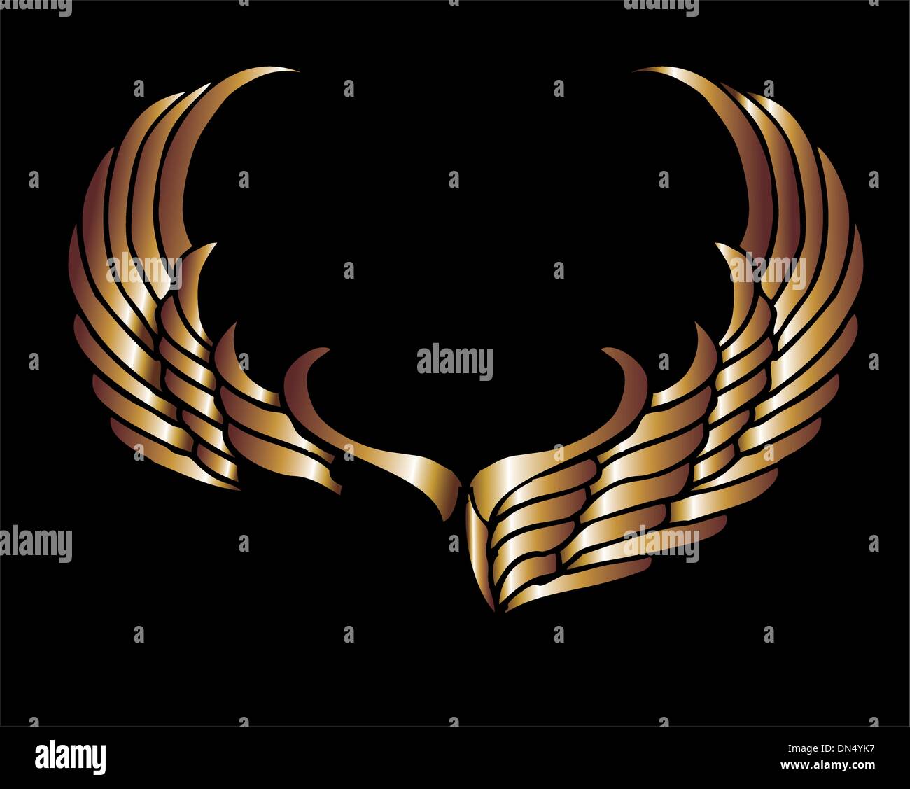 metalic gold wings and shield vector art Stock Vector