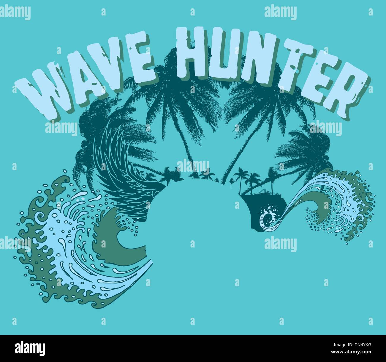 big wave palm beach wins skull vector art Stock Vector Image & Art - Alamy