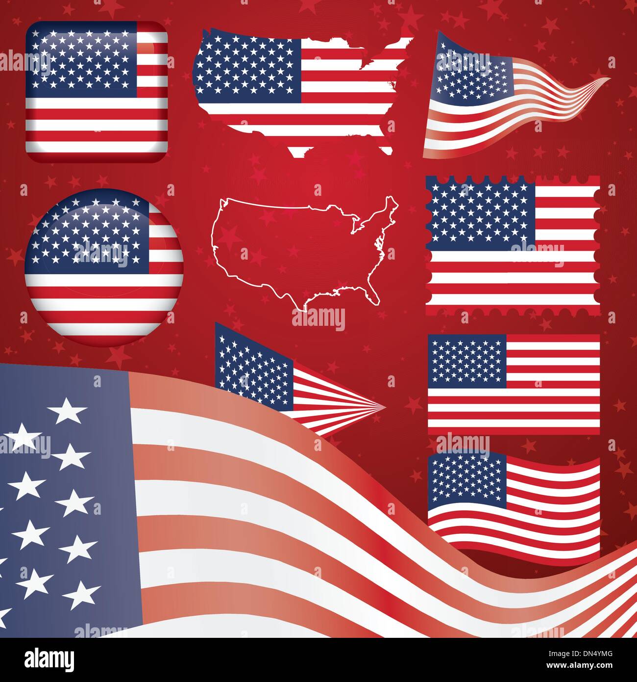 United States of America symbol set Stock Vector