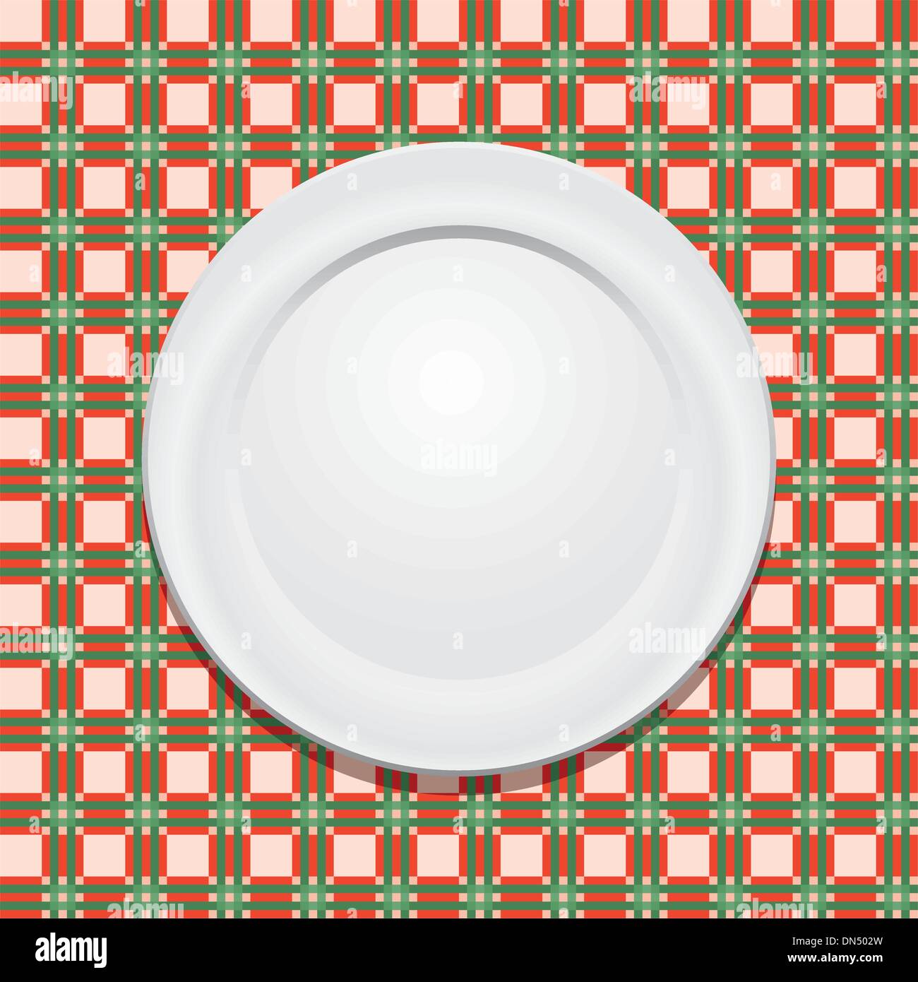 vector picnic tablecloth and empty plate Stock Vector