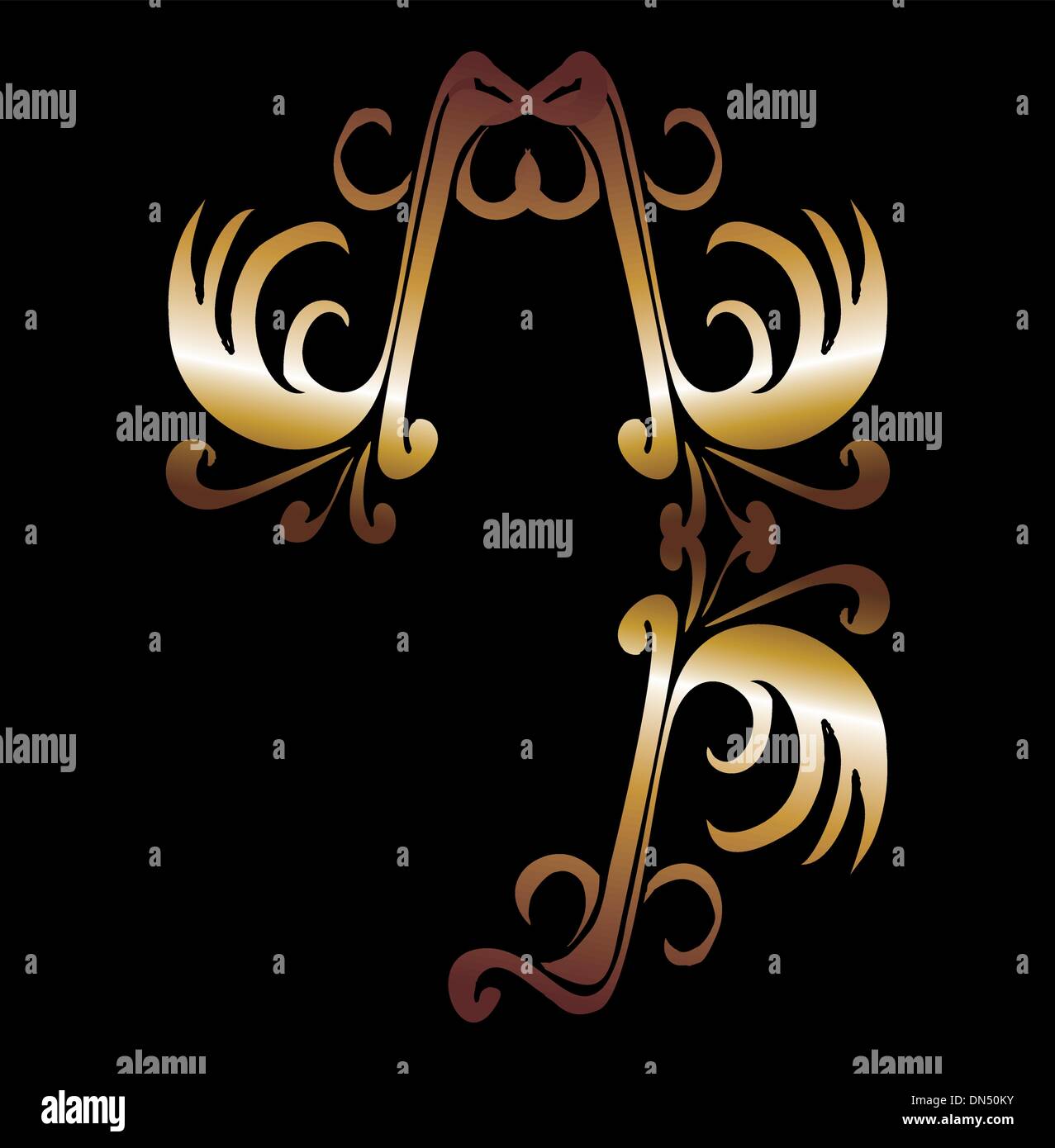metalic gold wings and shield vector art Stock Vector