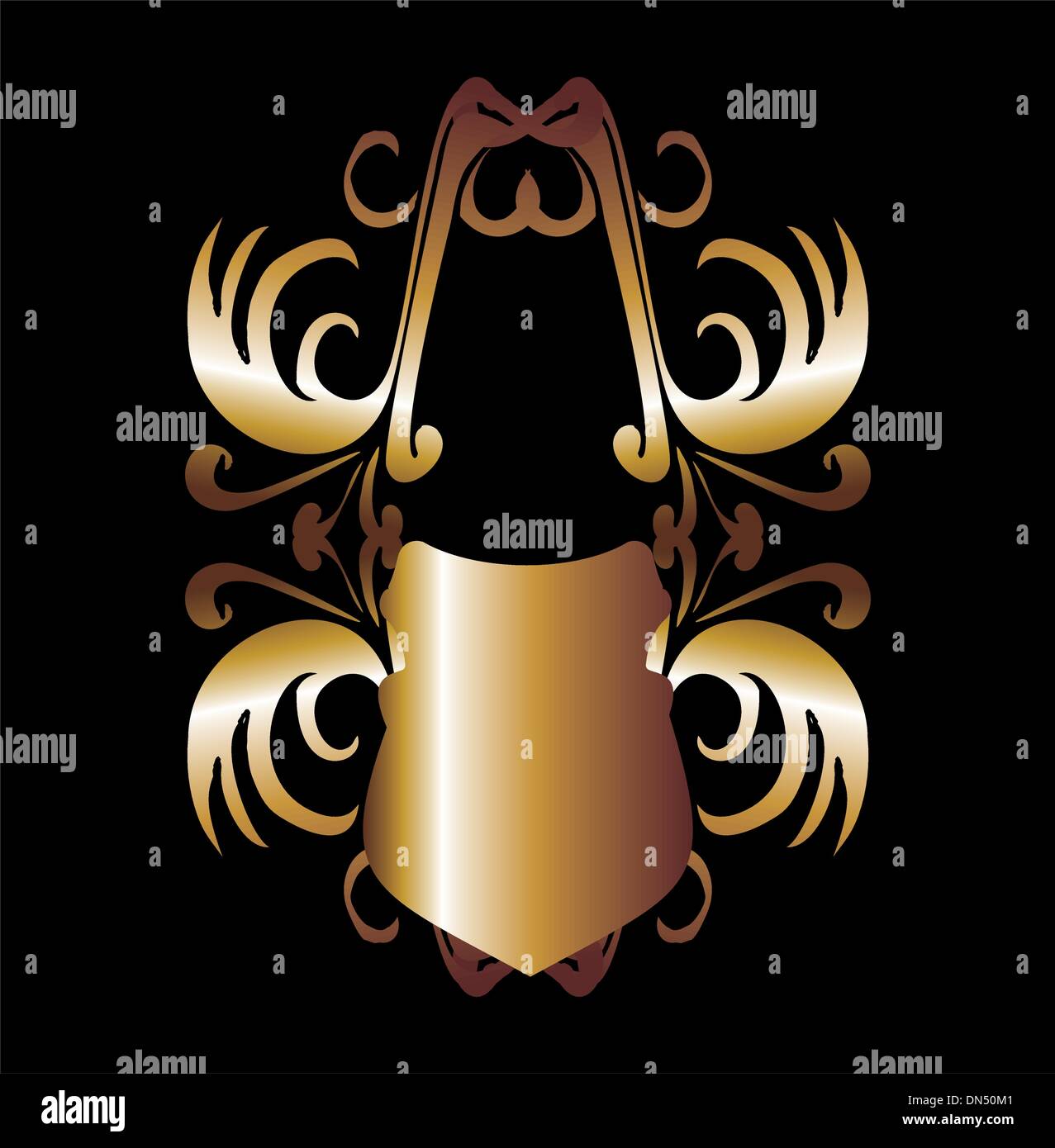 metalic gold wings and shield vector art Stock Vector