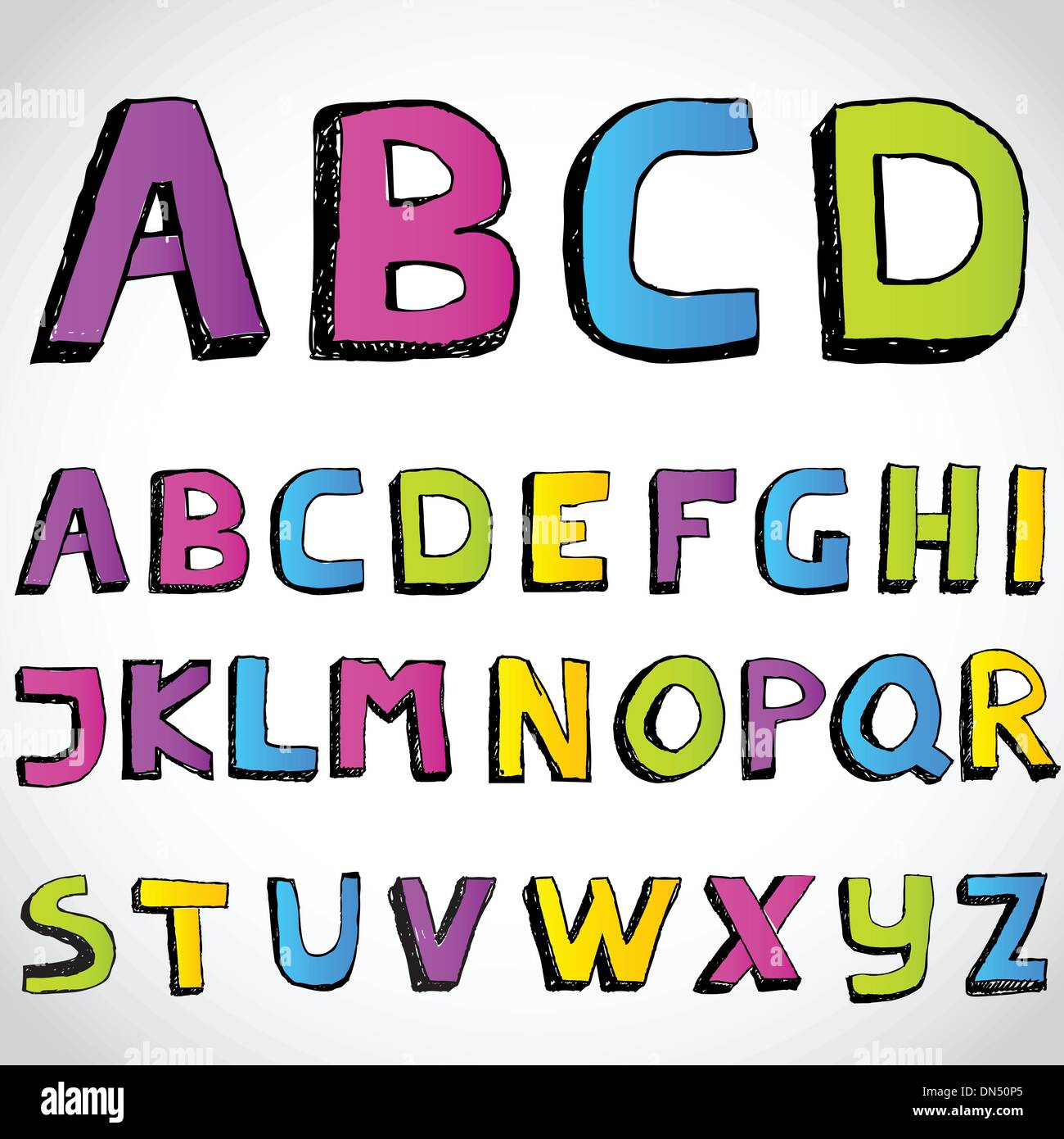 Grunge hand drawn alphabet Stock Vector Image & Art - Alamy