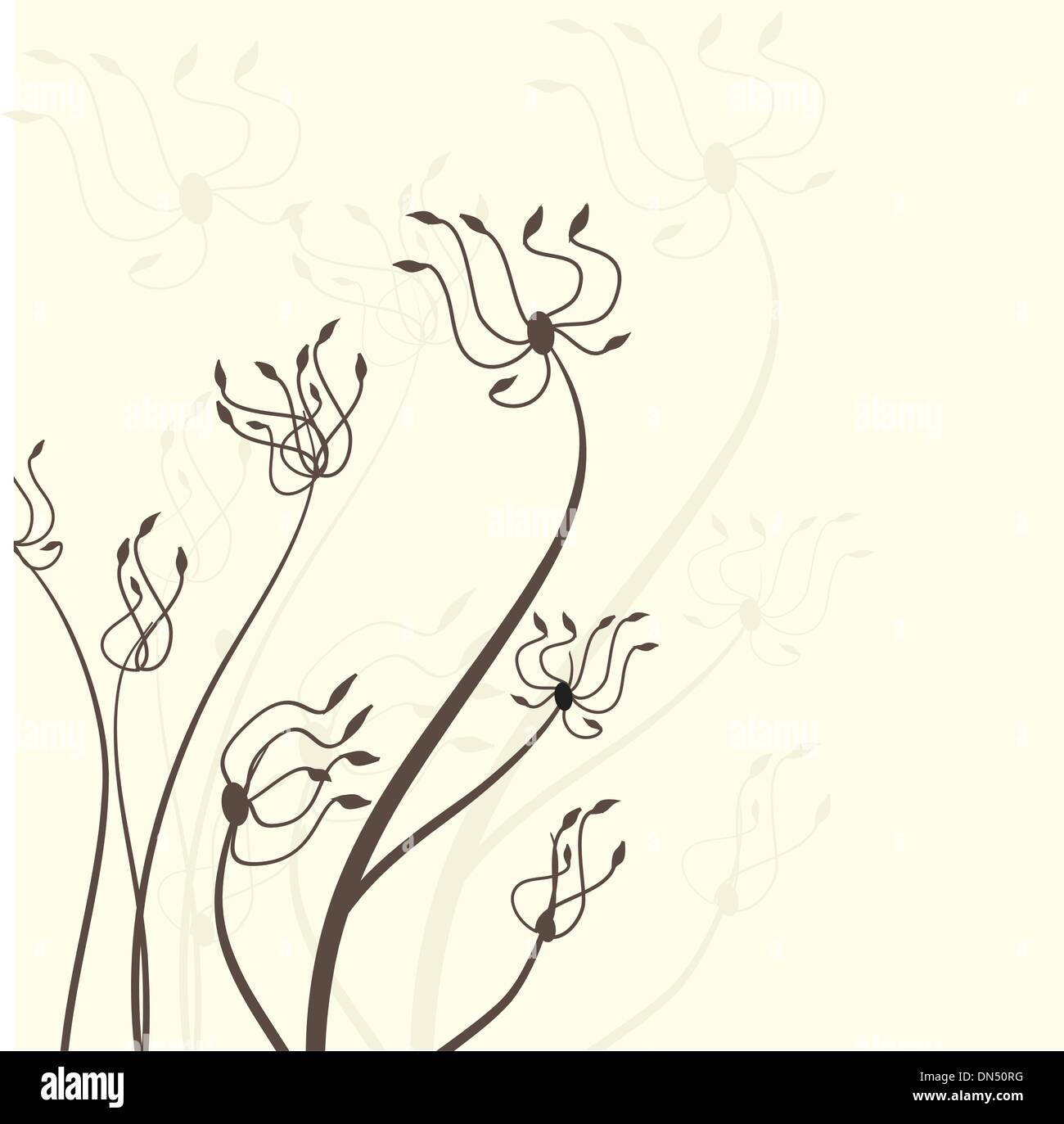 Vintage card with hand drawn flowers Stock Vector Image & Art - Alamy