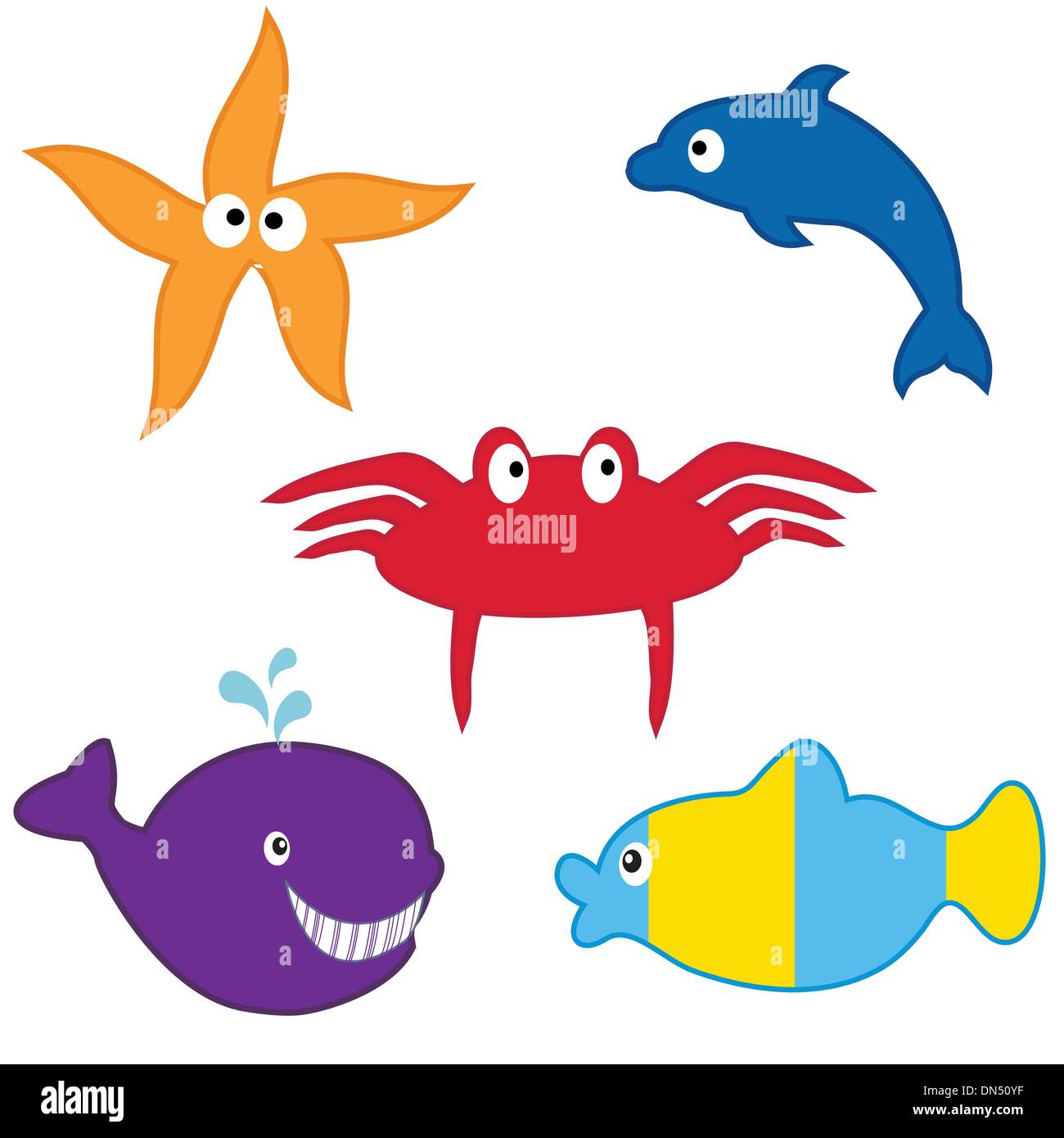 Sea animals collection. Vector format Stock Vector