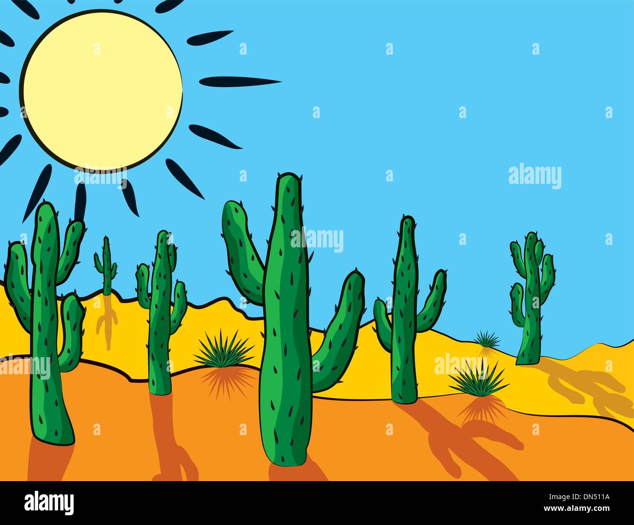 Cactus in the desert Stock Vector Images - Alamy