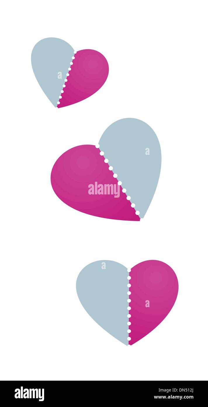 hearts with perforation Stock Vector