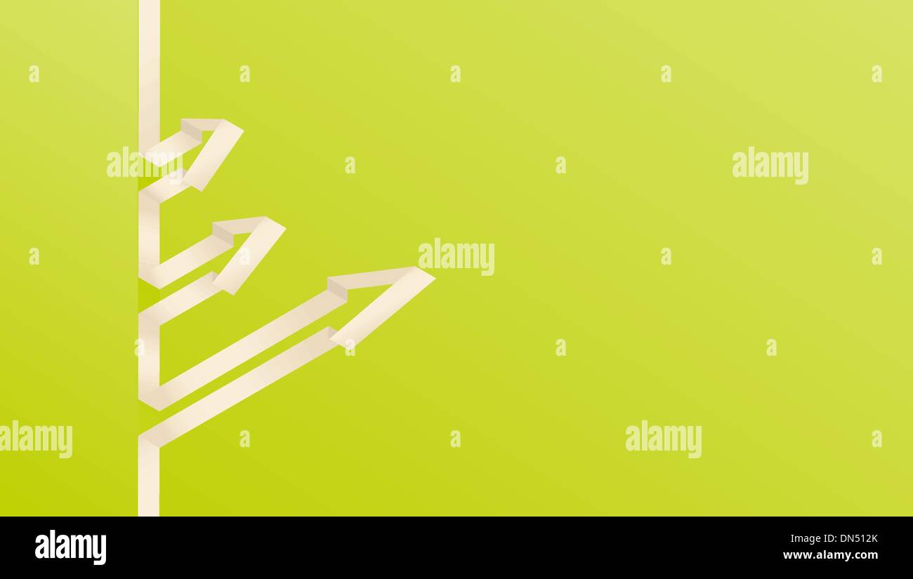 The green background with three arrows Stock Vector