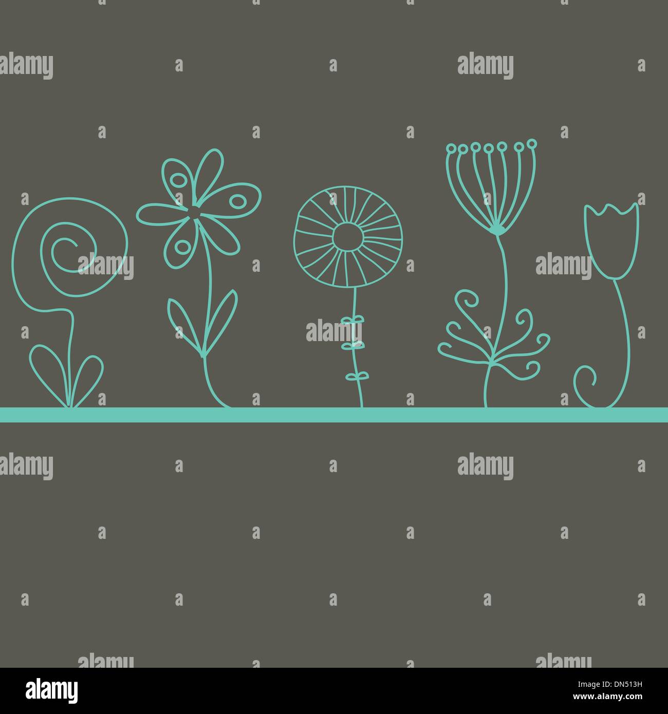 Vintage card with hand drawn flowers Stock Vector Image & Art - Alamy