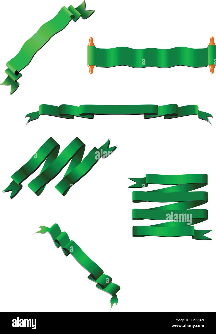 Six green ribbons. Vector illustration Stock Vector Image & Art Alamy