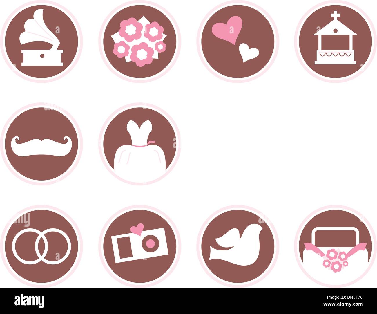 Retro wedding design elements and icons isolated on white Stock Vector ...