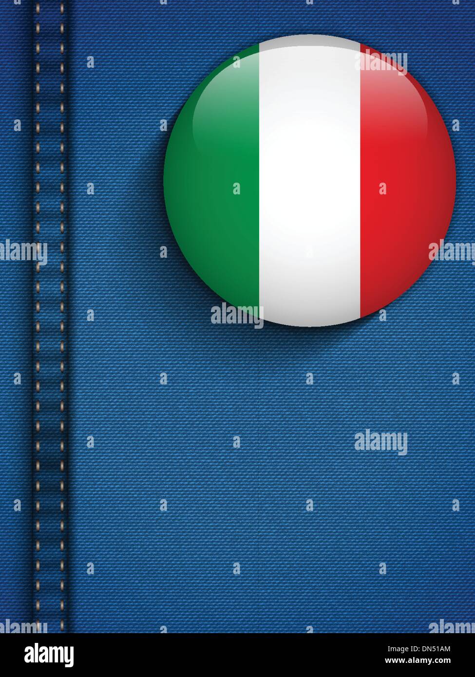 Italy Flag Button in Jeans Pocket Stock Vector