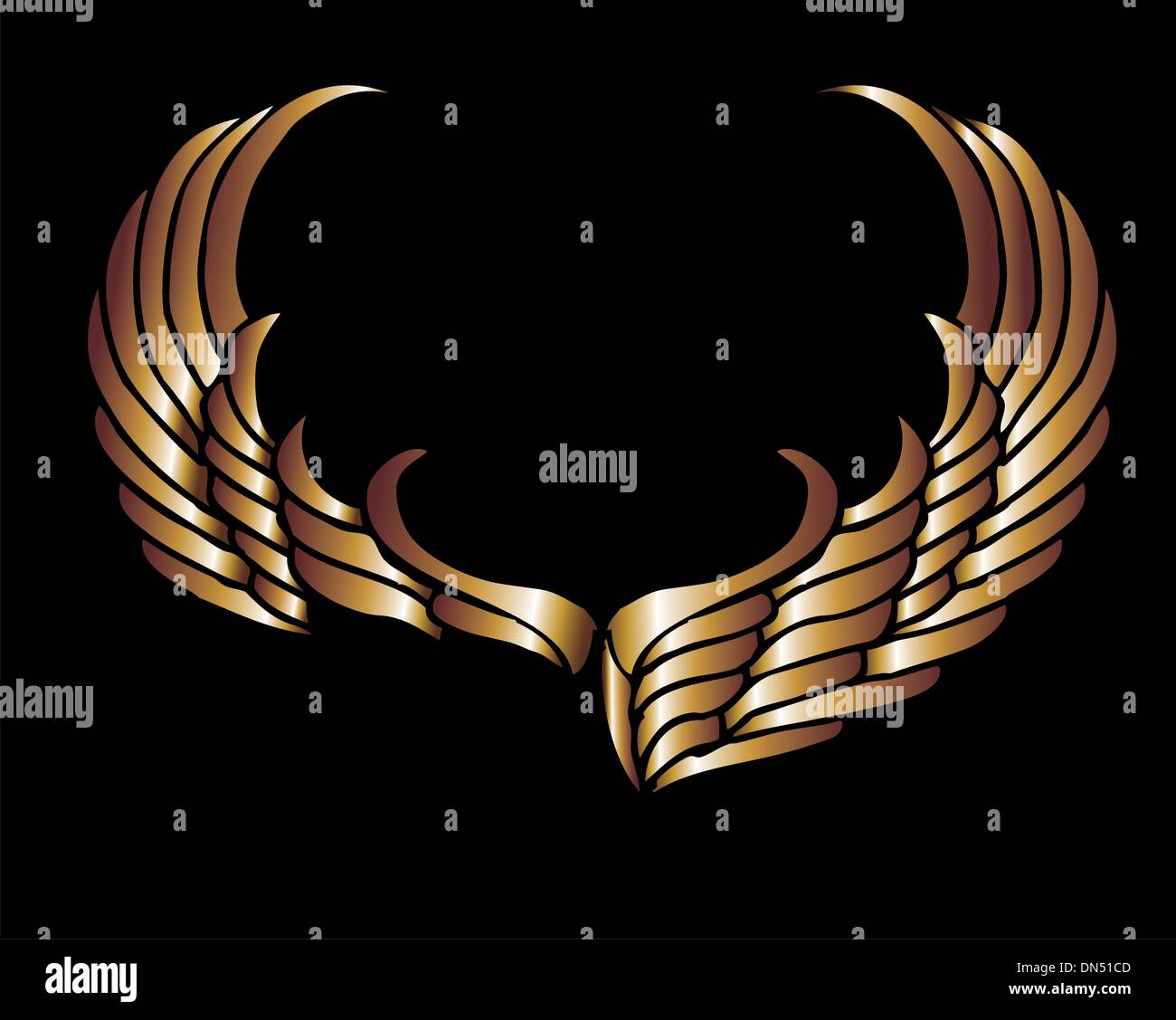 metalic gold wings and shield vector art Stock Vector