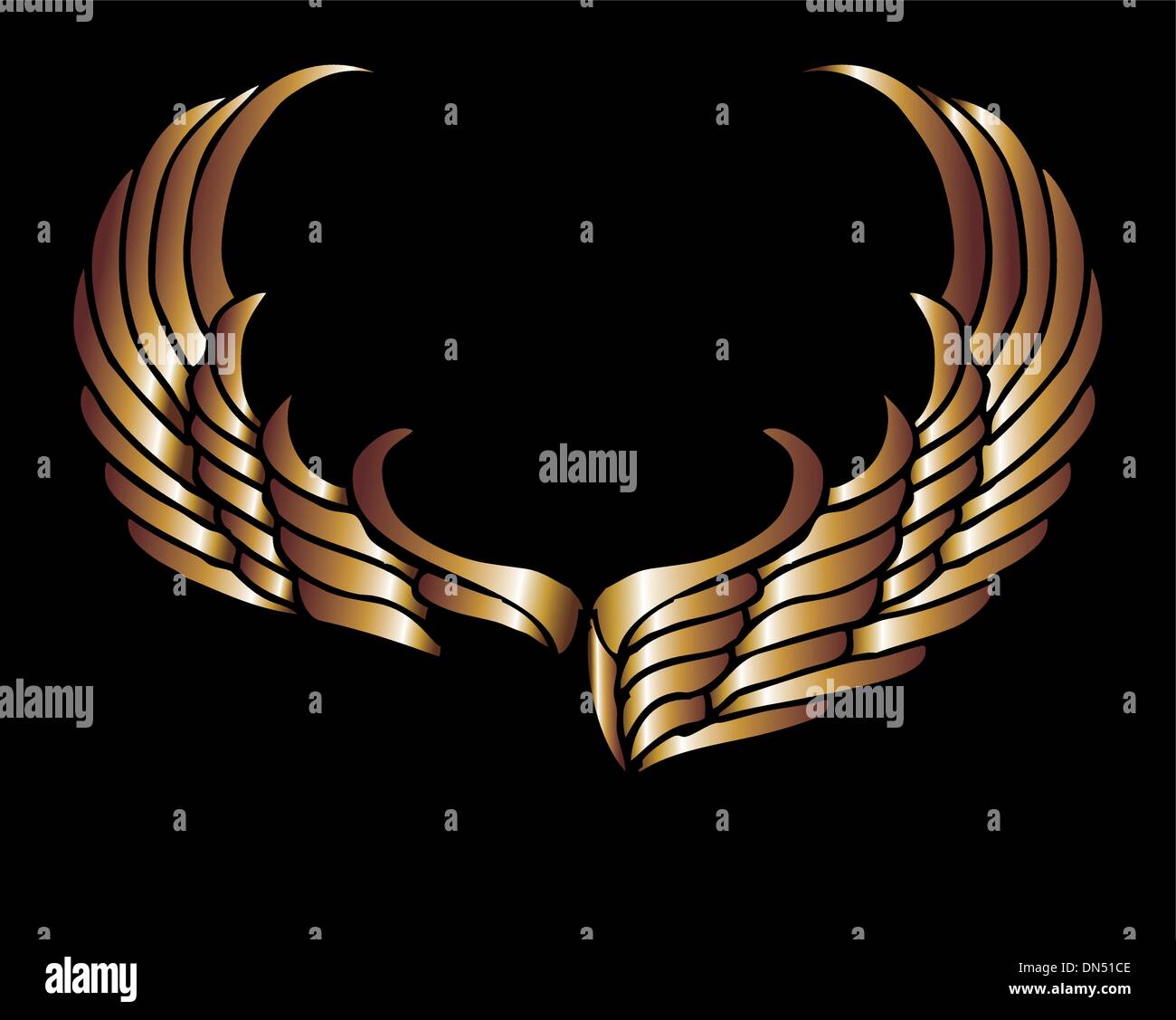 metalic gold wings and shield vector art Stock Vector