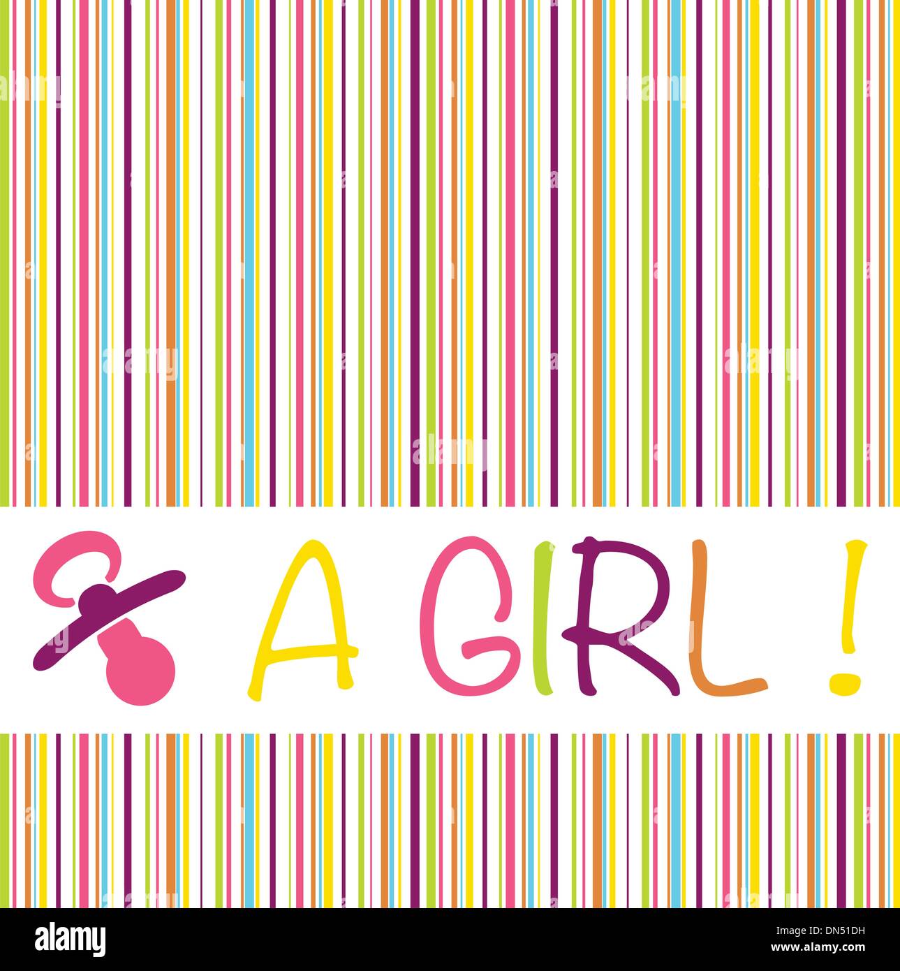 Baby newborn birth announcement card boy with a dummy on a strip Stock