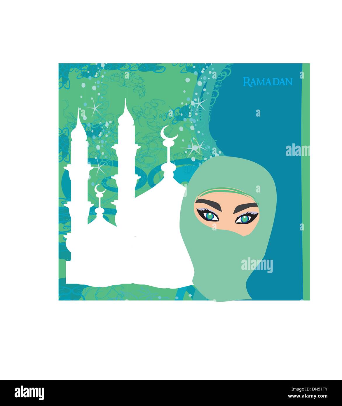 beautiful muslim women on mosque background Stock Vector Image & Art ...