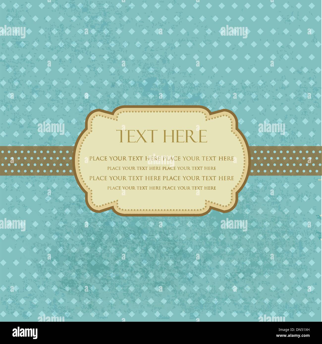 Vintage frame on polka dot background Stock Vector