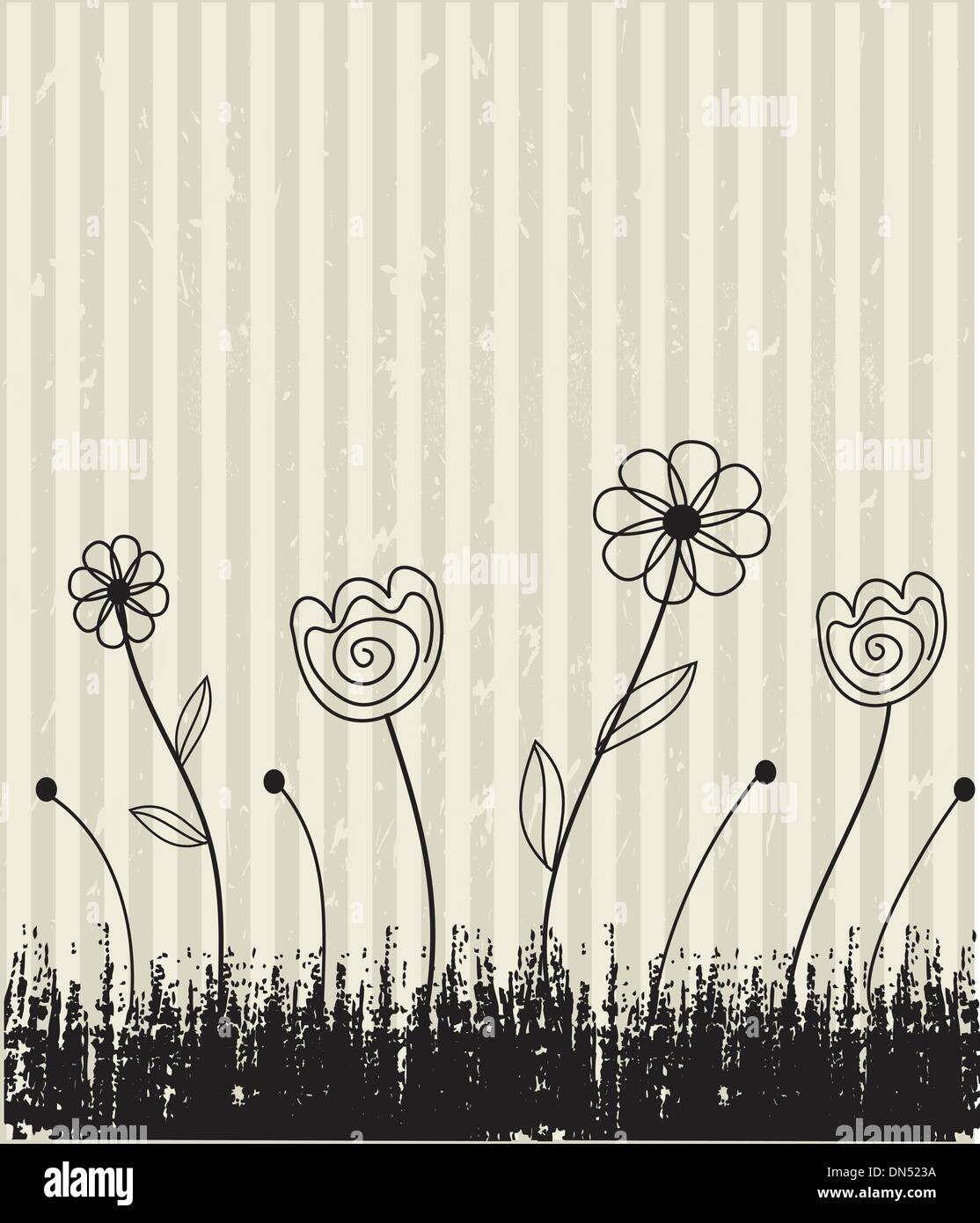 Vintage card with hand drawn flowers Stock Vector Image & Art - Alamy