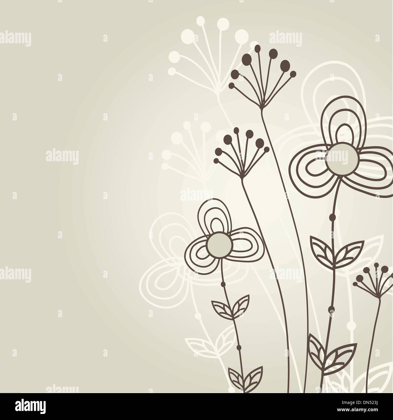Vintage card with hand drawn flowers Stock Vector Image & Art - Alamy
