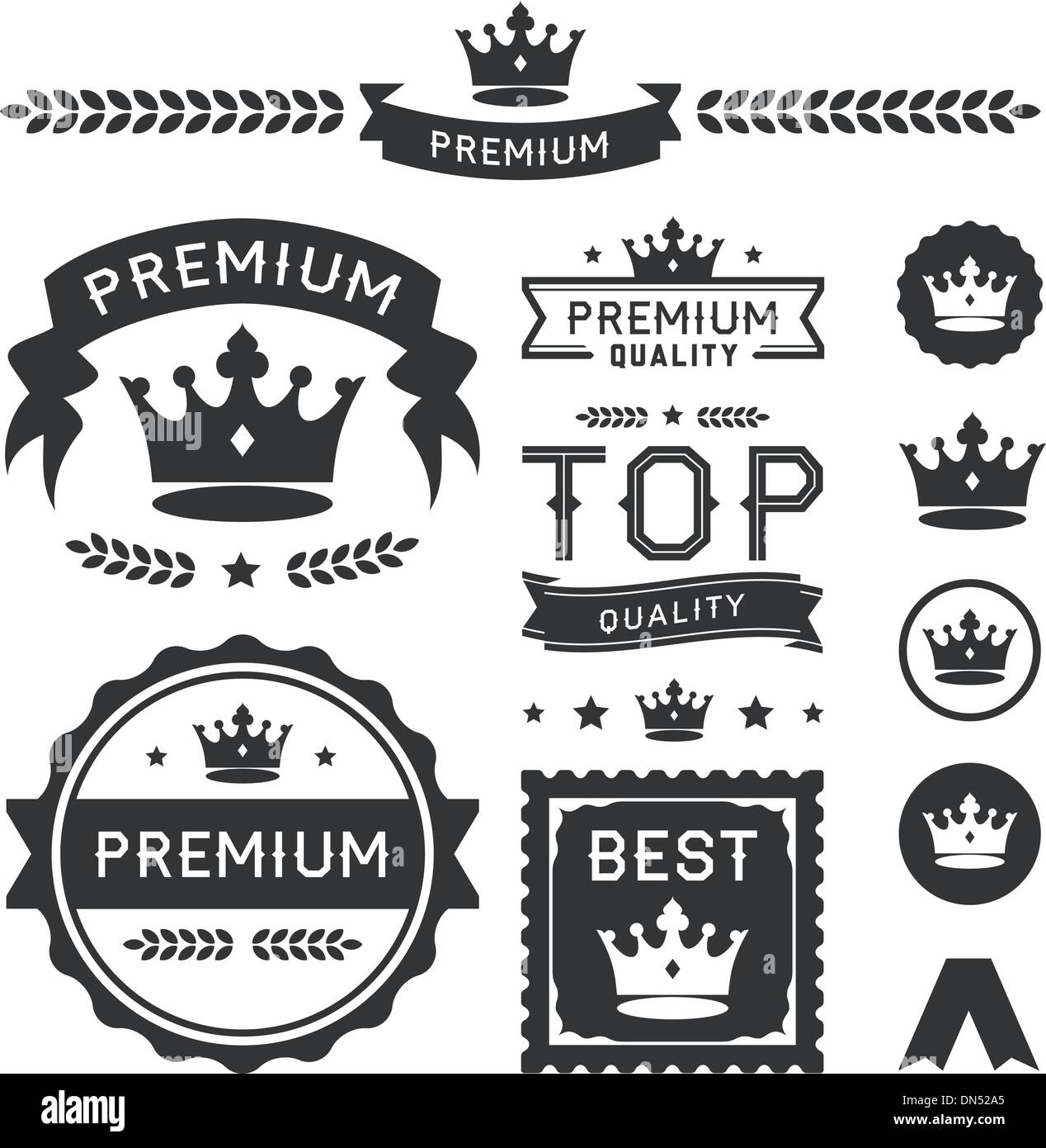Premium Crown Badges & Vector Element Collection Stock Vector