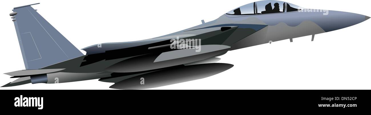 Combat aircraft. Colored vector illustration for designers Stock Vector
