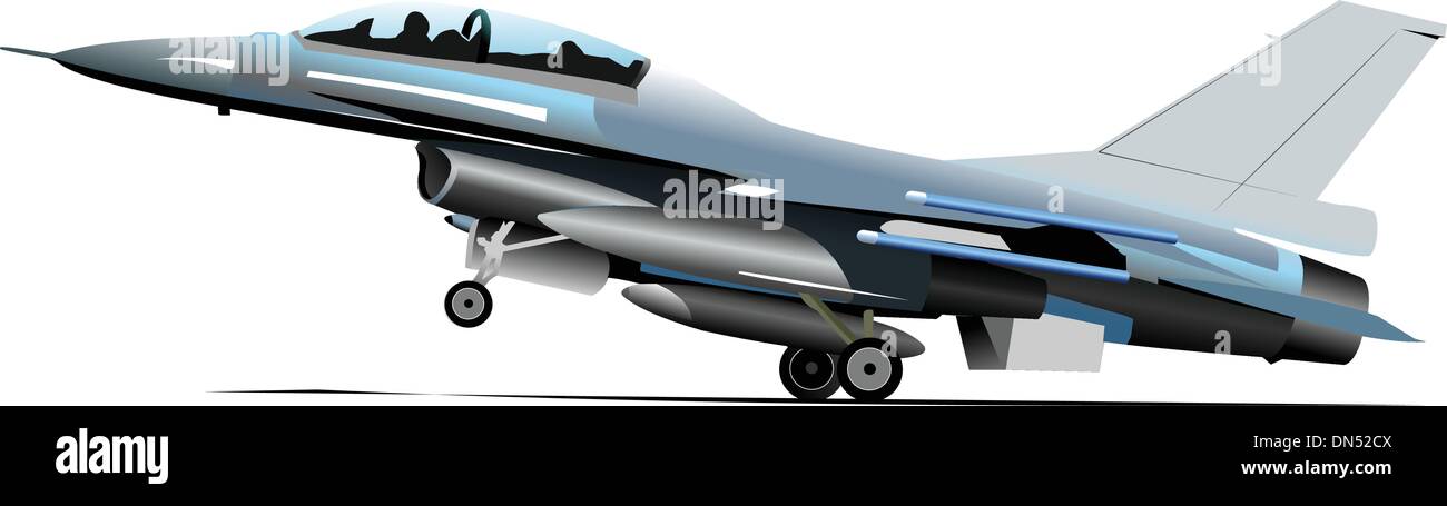 Combat aircraft. Colored vector illustration for designers Stock Vector