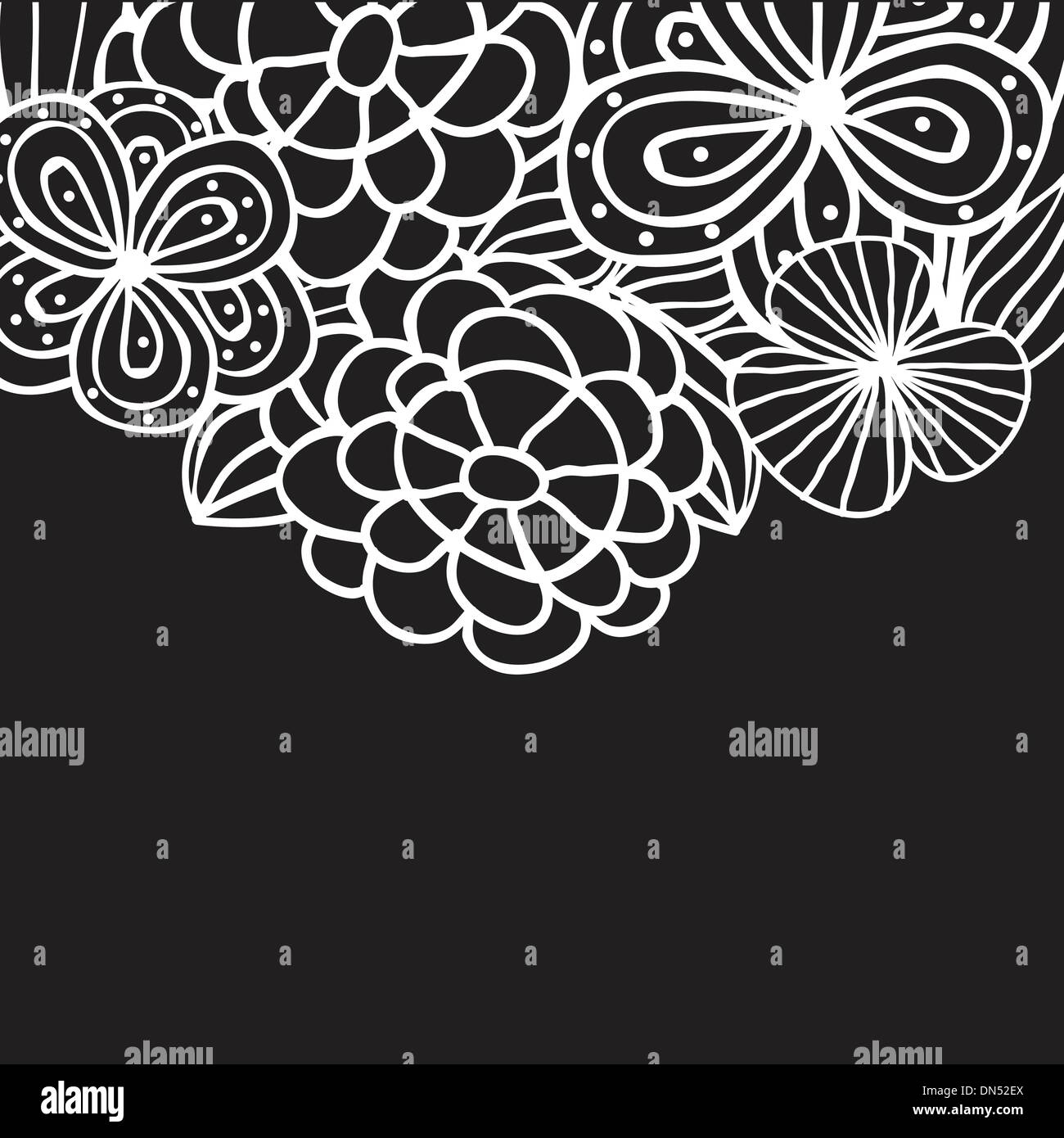 Vintage card with hand drawn flowers Stock Vector Image & Art - Alamy