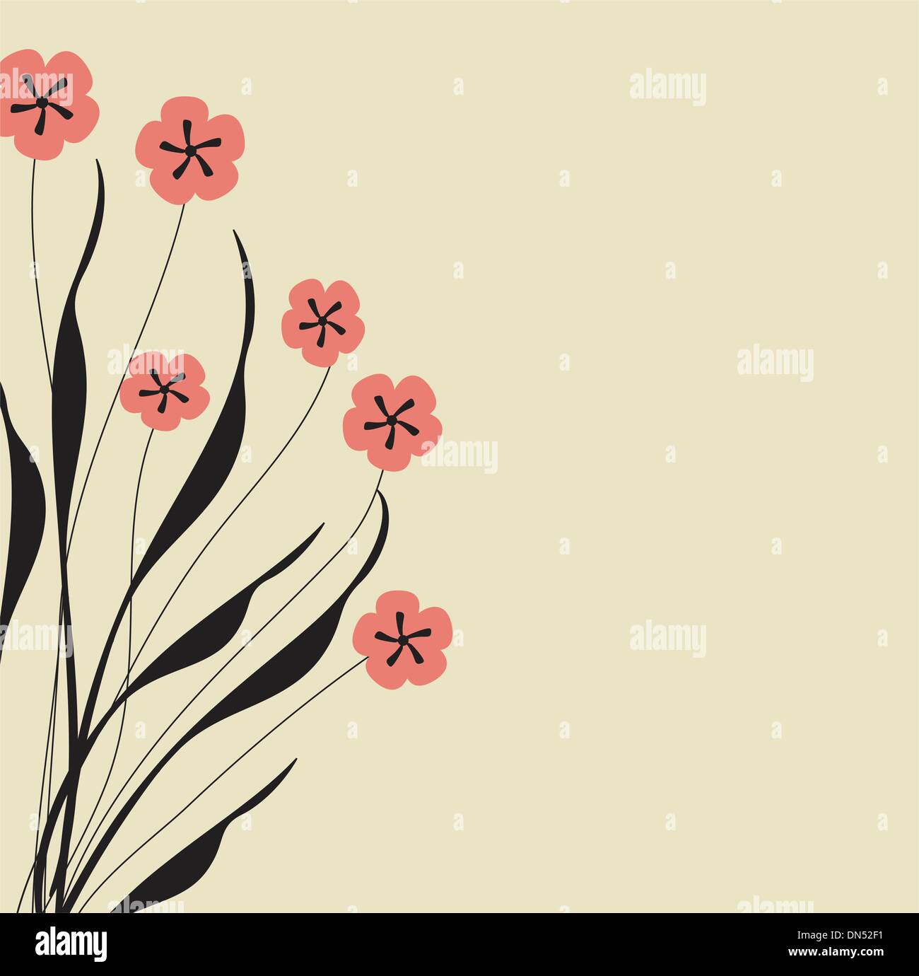 Vintage card with hand drawn flowers Stock Vector Image & Art - Alamy