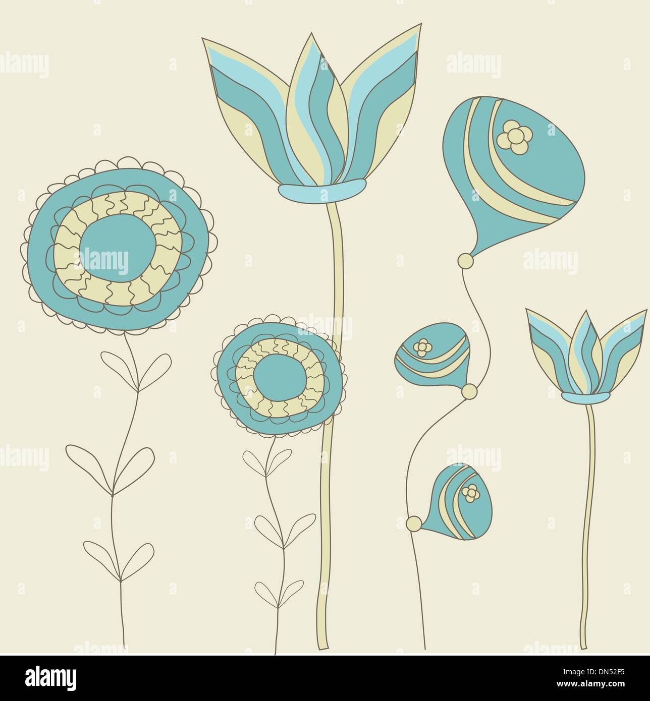 Vintage card with hand drawn flowers Stock Vector Image & Art - Alamy