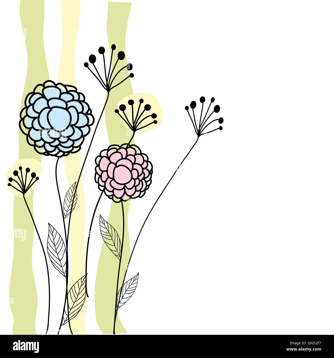 Vintage card with hand drawn flowers Stock Vector Image & Art - Alamy