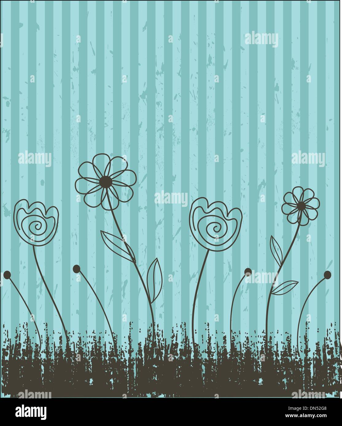 Vintage card with hand drawn flowers Stock Vector Image & Art - Alamy