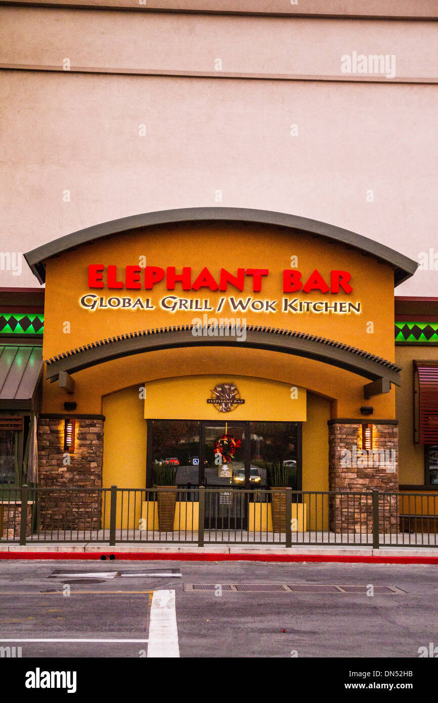 An Elephant Bar Restaurant at sunset in Northridge California Stock Photo