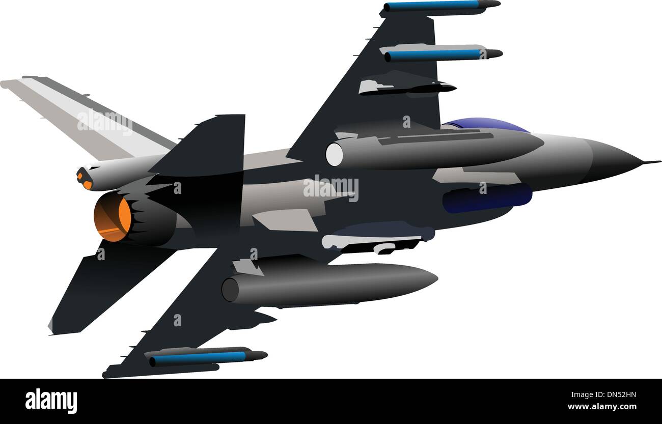Combat aircraft. Colored vector illustration for designers Stock Vector