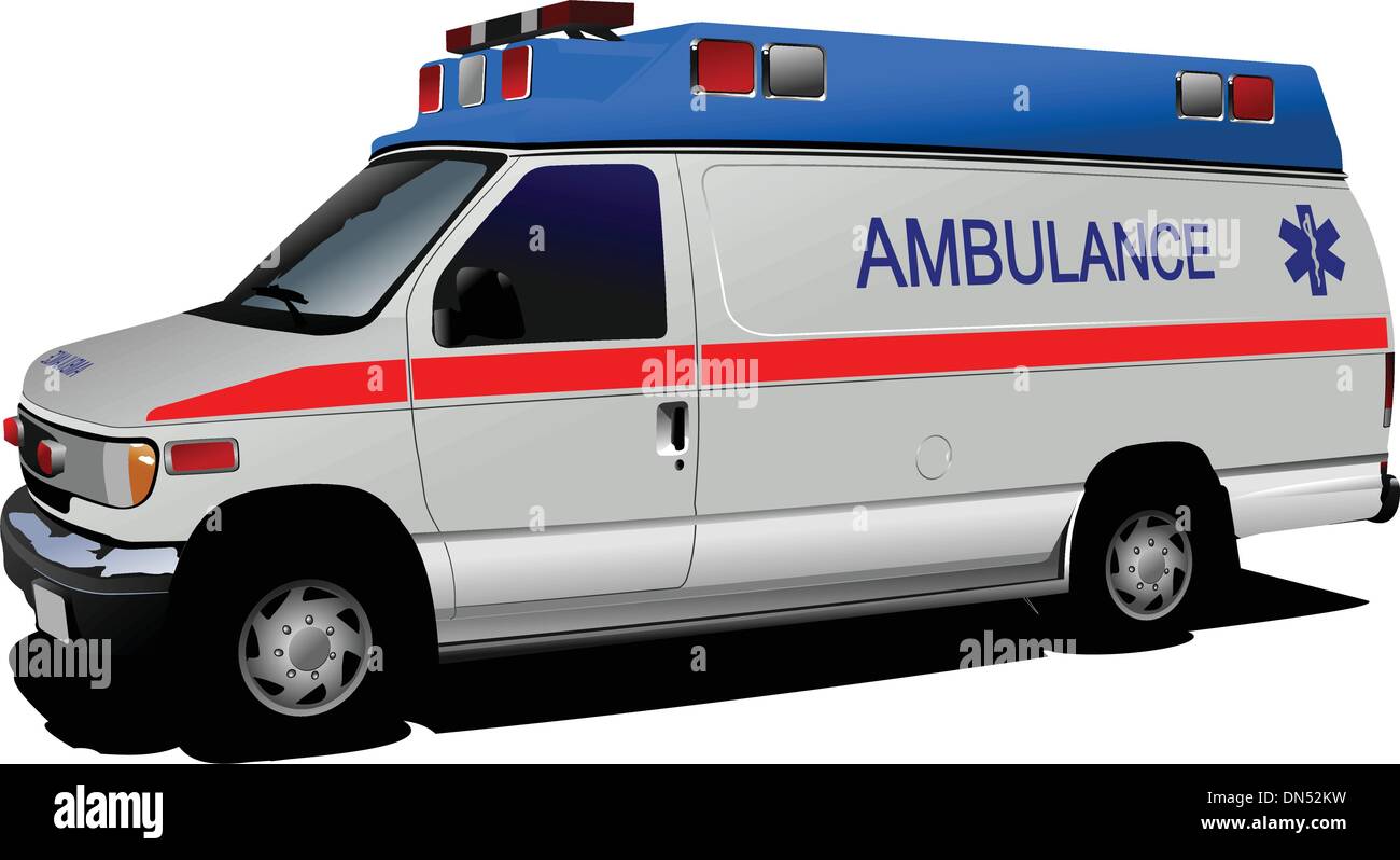 Modern ambulance van over white. Colored vector illustration Stock Vector