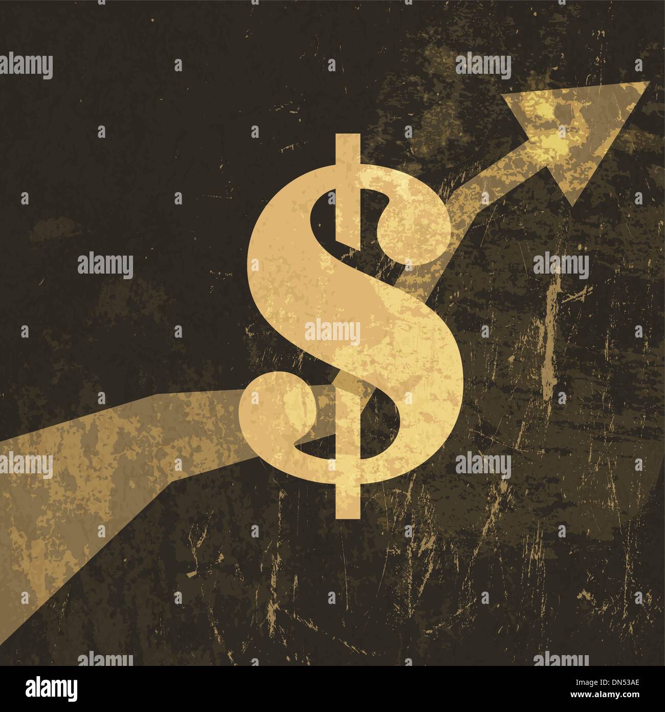 Retro earnings grow up illustration. Dollar sign, Vector Stock Vector