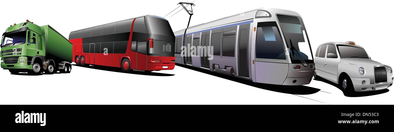 Kinds of city transport. Vector illustration Stock Vector