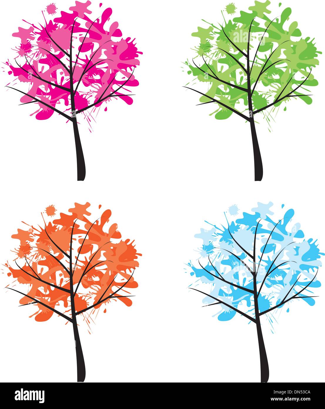 Tree Ink Styalised Ink drawing of trees Cut Out Stock Images & Pictures - Alamy