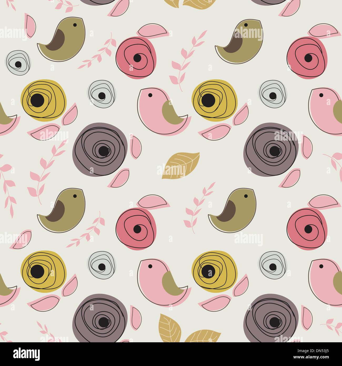 Vintage seamless background with birds Stock Vector Image & Art - Alamy